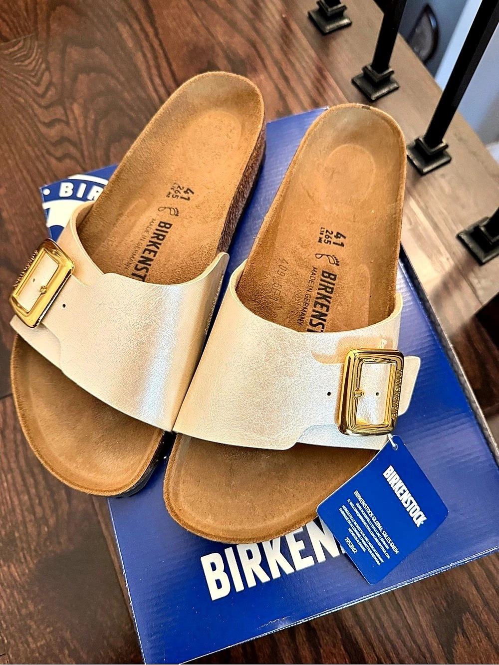 Birkenstock Catalina Cushion Buck Graceful Pearl White Sandals US 10 M NWT